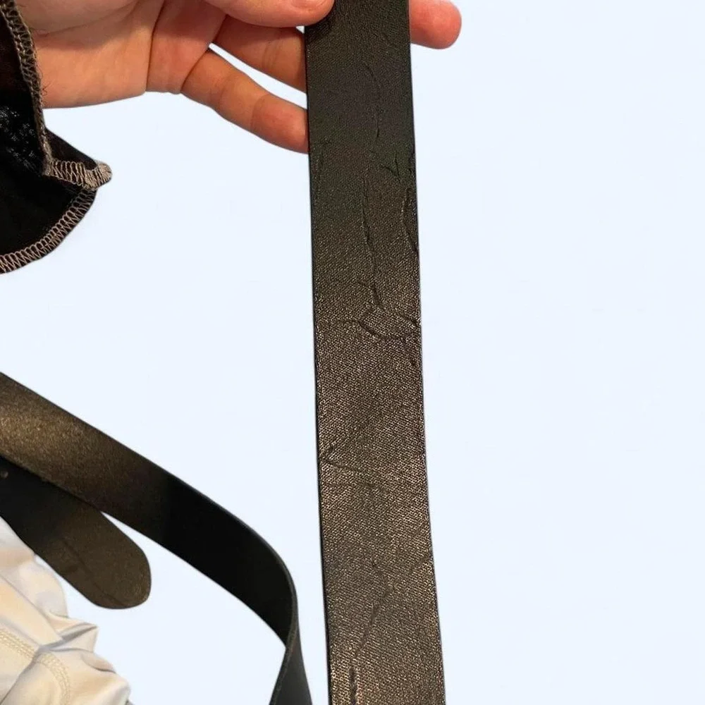 Black leather‎ belt with silver buckle size M by Next